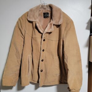 Truxton Quality Clothing Men’s Tan Corduroy Sherpa Lined Trucker Jacket Size 50